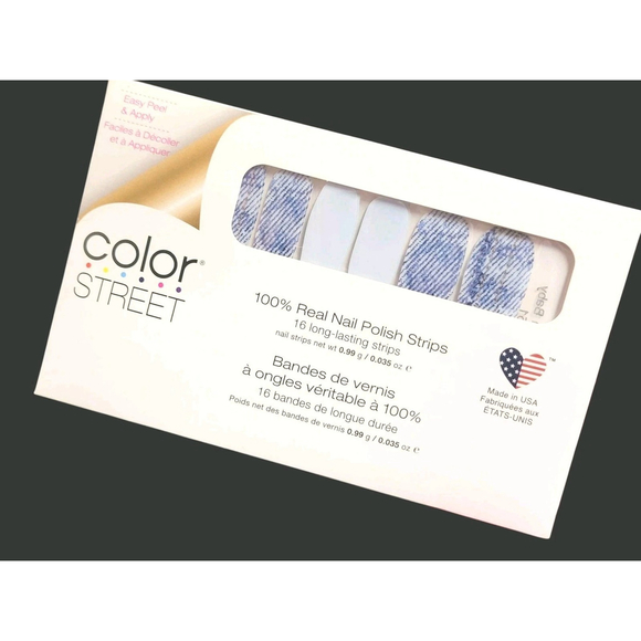 Color Street "Blue Jean Baby" Real Nail Polish Manicure Strips Retired New - Picture 2 of 3